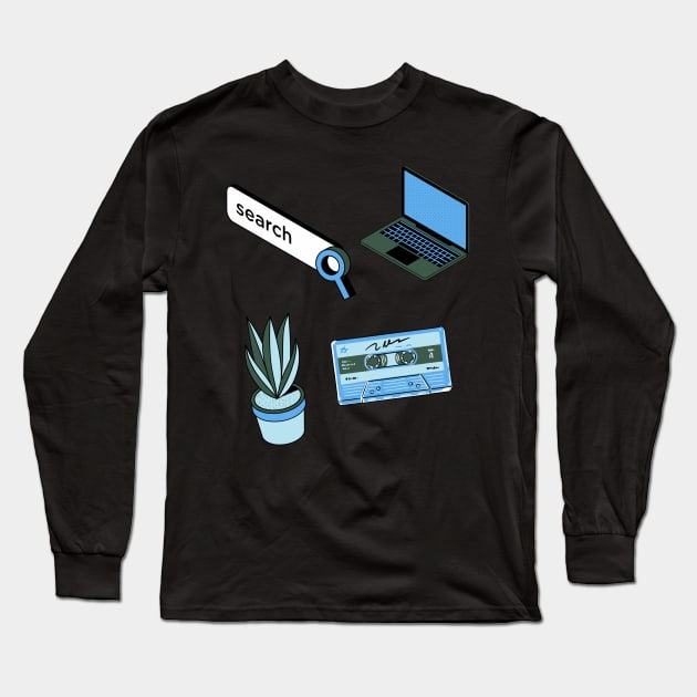 Cybercore Blue and Turqouise Neon Y2k Cyberspace Long Sleeve T-Shirt by madiwestdal